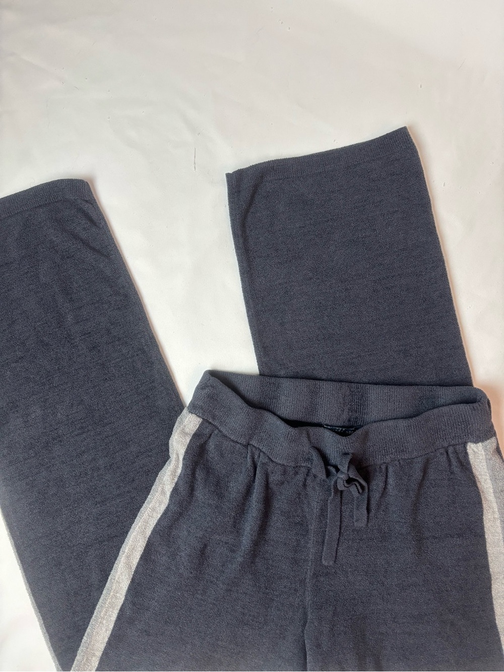 Barefoot Dreams Cozy Chic Ultra Light Multi Stripe Wide Leg Pants Blue Gray XS